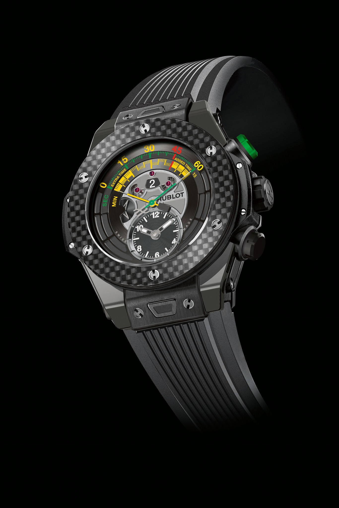 Replica Hublot 2014 New Big Bang Unico Bi-Retrograde Chrono Carbon Black Ceramic 412.CQ.1127.RX Replica Watch